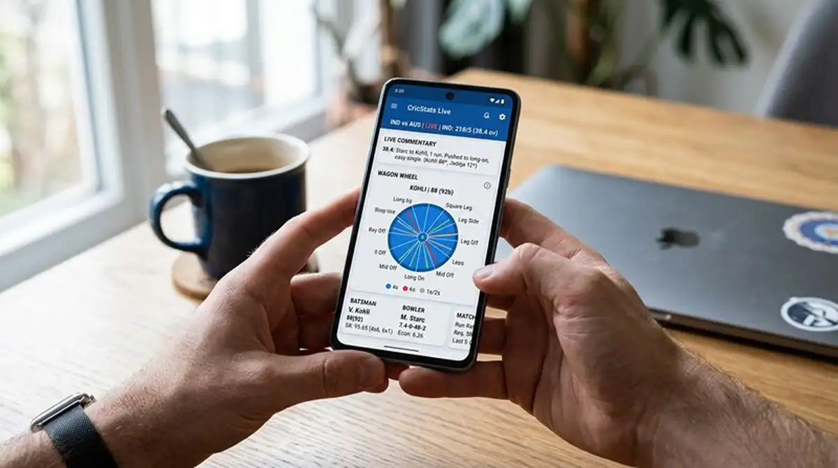 Statistiche di cricket in tempo reale visualizzate su smartphone