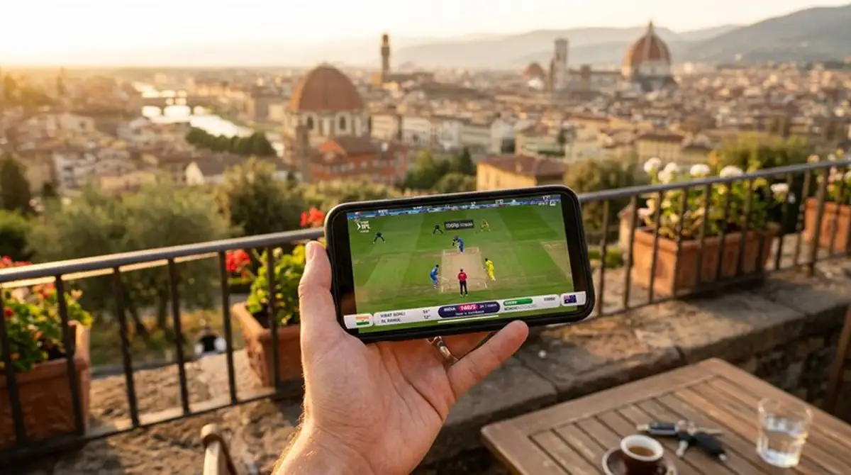 Streaming live di una partita di cricket dall'Italia su dispositivo mobile