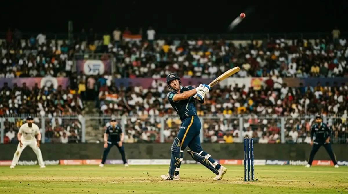Battitore IPL che colpisce un six durante una partita T20