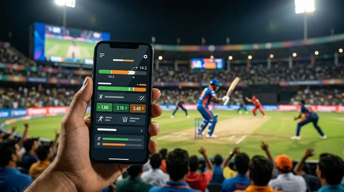 Mercati live attivi durante una partita IPL su smartphone