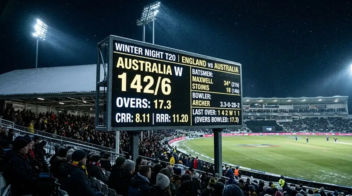 Tabellone con run rate durante una partita di cricket live