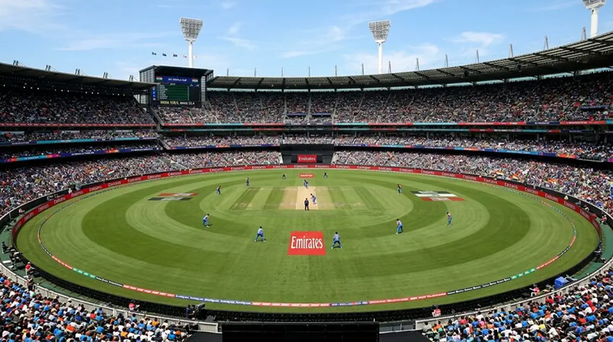 Stadio internazionale di cricket durante un incontro del mondiale